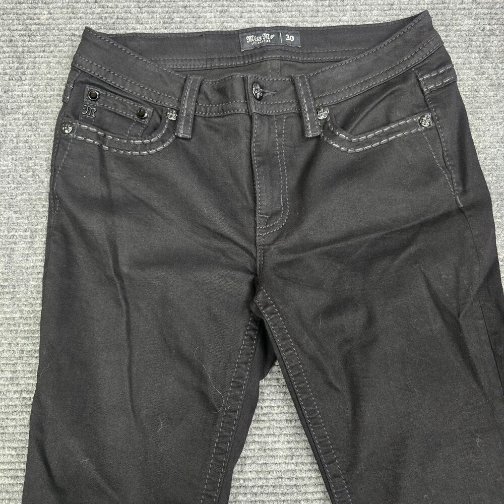 Miss Me Womens Jeans 30 Tall Black Mid Rise Bootcut Flap Pocket Stretch - Picture 4 of 9